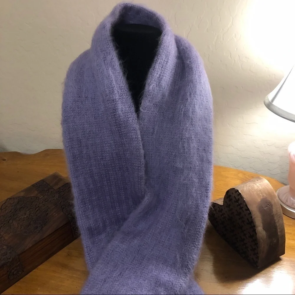 Penthouse Knits Blue Knit Scarf Made in USA